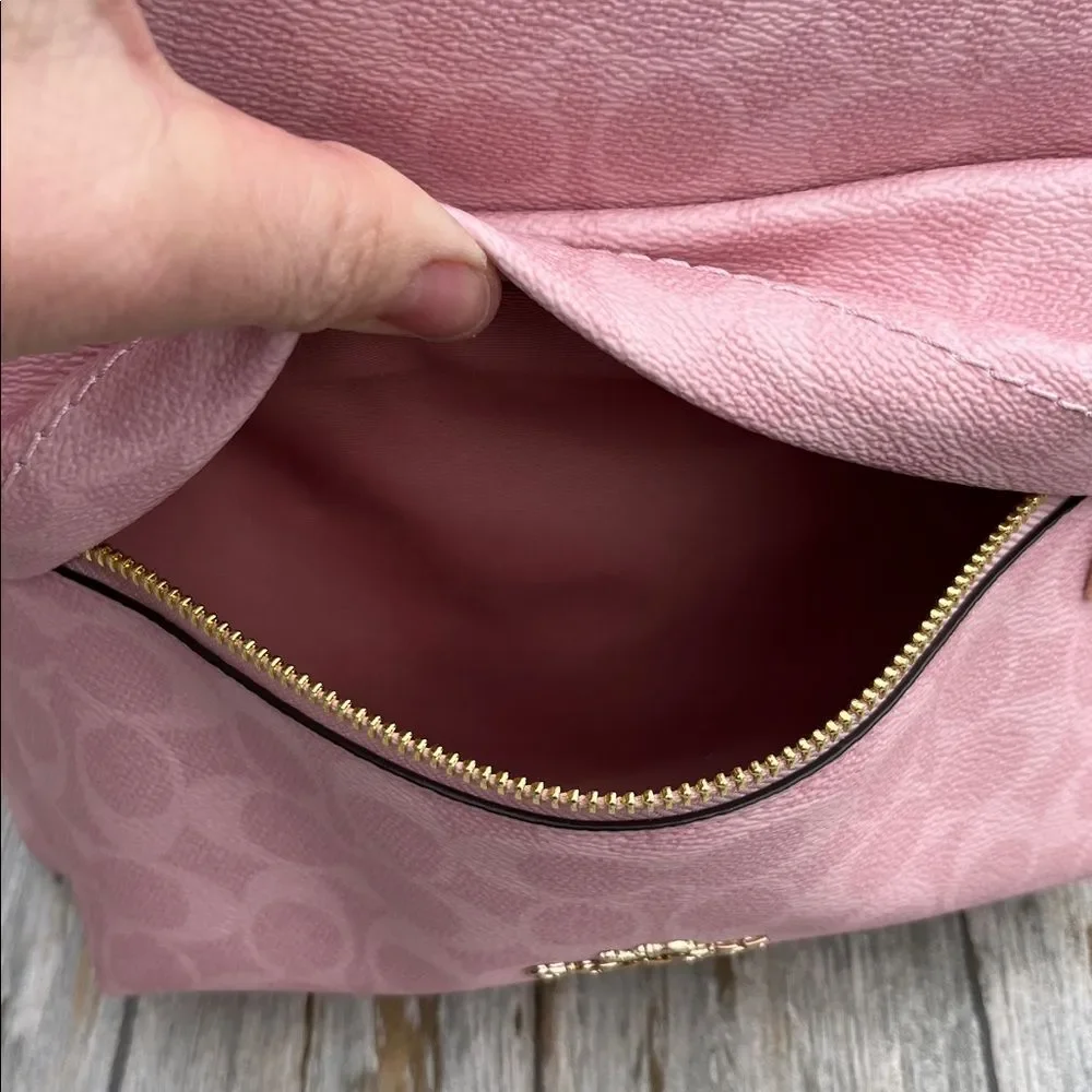 Coach Taylor Small Backpack In Signature Canvas With Charms Bag Powder Pink